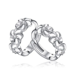 S925 Sterling Silver Round Flower Earrings Women Charm Jewelry