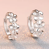 S925 Sterling Silver Round Flower Earrings Women Charm Jewelry