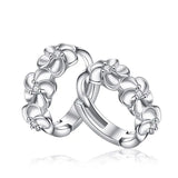 S925 Sterling Silver Round Flower Earrings Women Charm Jewelry