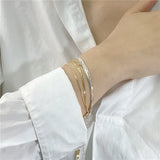 925 Sterling Silver Multilayer Line Silk Satin Bracelet for Women