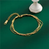 925 Sterling Silver Multilayer Line Silk Satin Bracelet for Women