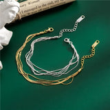 925 Sterling Silver Multilayer Line Silk Satin Bracelet for Women