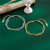925 Sterling Silver Multilayer Line Silk Satin Bracelet for Women