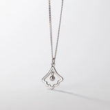 Sterling Silver Gingko Leaf Round Bead Necklace
