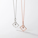 Sterling Silver Gingko Leaf Round Bead Necklace