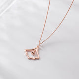 Sterling Silver Gingko Leaf Round Bead Necklace