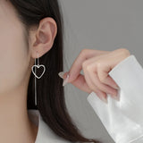 S925 Love Heart-shaped Long Earrings for Women