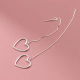 S925 Love Heart-shaped Long Earrings for Women