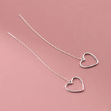 S925 Love Heart-shaped Long Earrings for Women