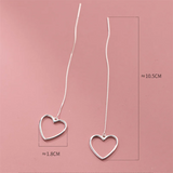 S925 Love Heart-shaped Long Earrings for Women