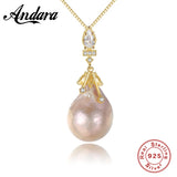Baroque Pearl Necklace 925 Silver Charm Wedding Gift