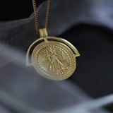 Queen Coin Pendant Necklace 925 Sterling Silver Adjustable Chain 18K Plated