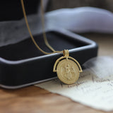 Queen Coin Pendant Necklace 925 Sterling Silver Adjustable Chain 18K Plated