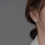 S925 Silver Curved Geometric Semicircle Hollow Earrings