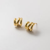 S925 Silver Curved Geometric Semicircle Hollow Earrings