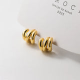 S925 Silver Curved Geometric Semicircle Hollow Earrings
