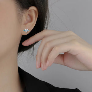 S999 Silver Oil Dripping Flower Earrings for Women Fine Jewelry