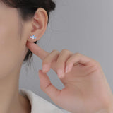 S999 Silver Oil Dripping Flower Earrings for Women Fine Jewelry