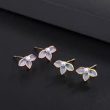S999 Silver Oil Dripping Flower Earrings for Women Fine Jewelry