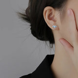 S999 Silver Oil Dripping Flower Earrings for Women Fine Jewelry