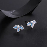 S999 Silver Oil Dripping Flower Earrings for Women Fine Jewelry