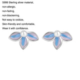 S999 Silver Oil Dripping Flower Earrings for Women Fine Jewelry