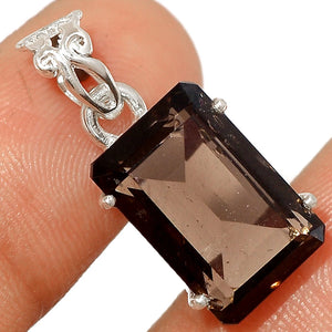 SMOKY QUARTZ Pendant 925 Sterling Silver 25.6mm