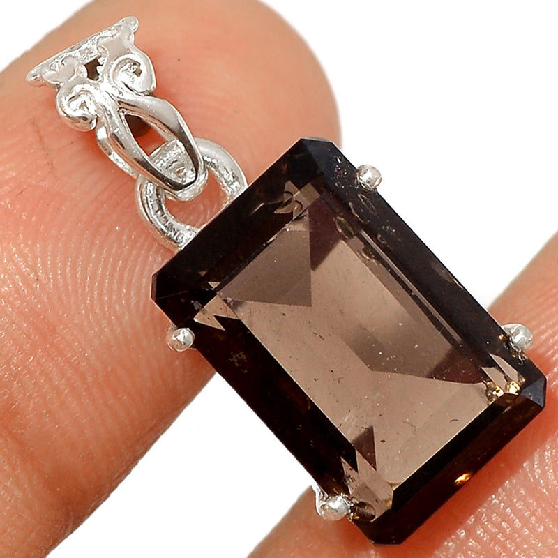 SMOKY QUARTZ Pendant 925 Sterling Silver 25.6mm