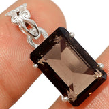 SMOKY QUARTZ Pendant 925 Sterling Silver 25.6mm