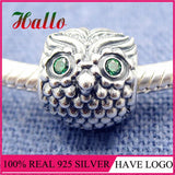 925 Silver Owl Charm Beads for Bracelets DIY Jewelry