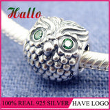 925 Silver Owl Charm Beads for Bracelets DIY Jewelry