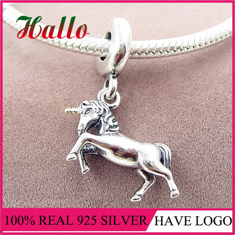 Silver 925 Unicorn Pendant Charm Beads Fit Bracelet Silver 925 Dangle Charms