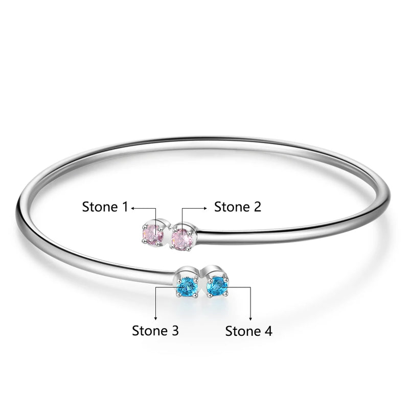 Silver Birthstone Bracelet for Mom - Personalized Jewelry Gift