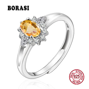 0.7ct Natural Stone Flower Silver Ring