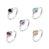 0.7ct Natural Stone Flower Silver Ring