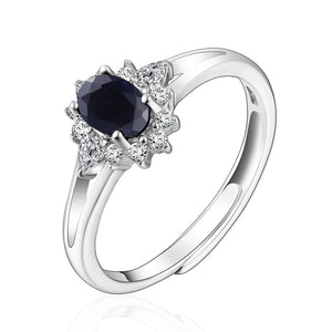 0.7ct Natural Stone Flower Silver Ring
