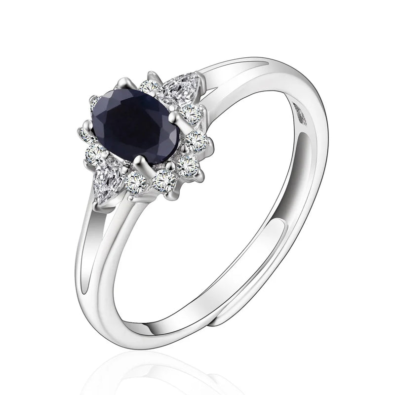 0.7ct Natural Stone Flower Silver Ring