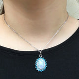 Silver Opal Necklace Zirconia Chain Birthday Gift for Wife