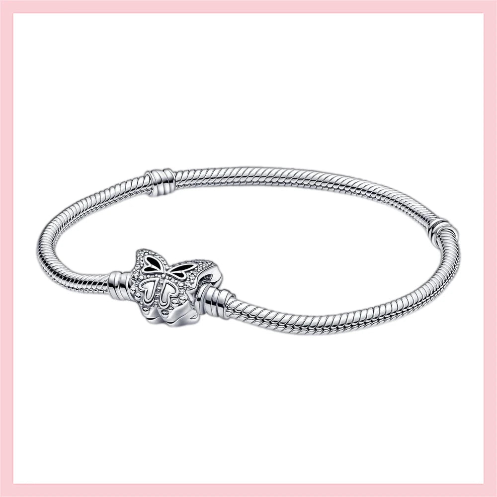 Silver Snake Chain Bracelet for European Charms DIY Jewelry