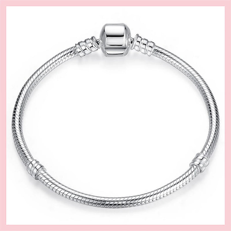 Silver Snake Chain Bracelet for European Charms DIY Jewelry