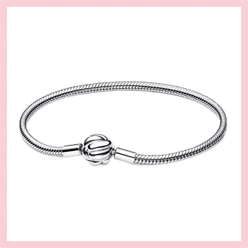 Silver Snake Chain Bracelet for European Charms DIY Jewelry