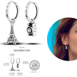 925 Silver Travel Bag Aircraft Earrings Jewelry Gift
