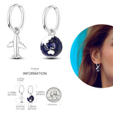 925 Silver Travel Bag Aircraft Earrings Jewelry Gift
