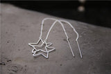 925 Sterling Silver Pentagram Drop Earrings 115mm Long