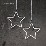 925 Sterling Silver Pentagram Drop Earrings 115mm Long