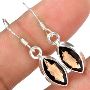 Smoky Quartz Earrings 925 Sterling Silver KE0115 31mm