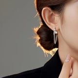 925 Silver Box Chain Tassel Hoops Earrings Wedding Gift