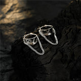 925 Silver Box Chain Tassel Hoops Earrings Wedding Gift