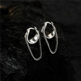 925 Silver Box Chain Tassel Hoops Earrings Wedding Gift