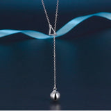 Silver Ball Triangle Pendant Long Necklace for Women